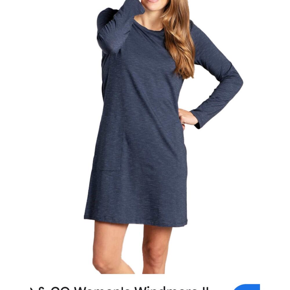 Women's The Fifth Short Sleeve Printed Crewneck Shift Dress‎ Blue Size X